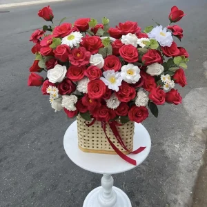 Bolsa Artesanal de rosas y gerberas mini