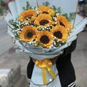 Ramo de girasoles a una vista